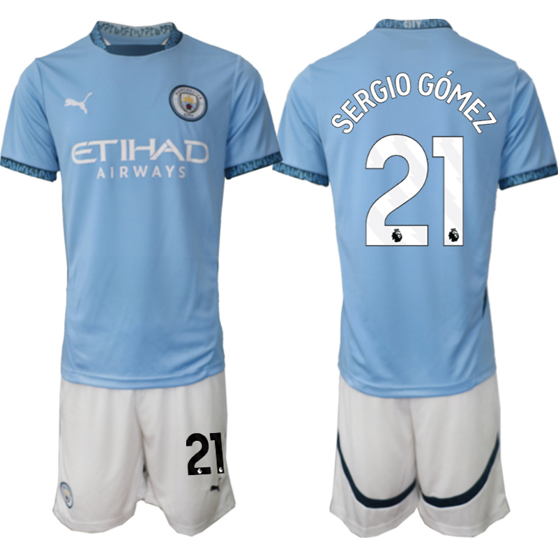 Men 2024-2025 Club Manchester City home blue #21 Soccer Jersey